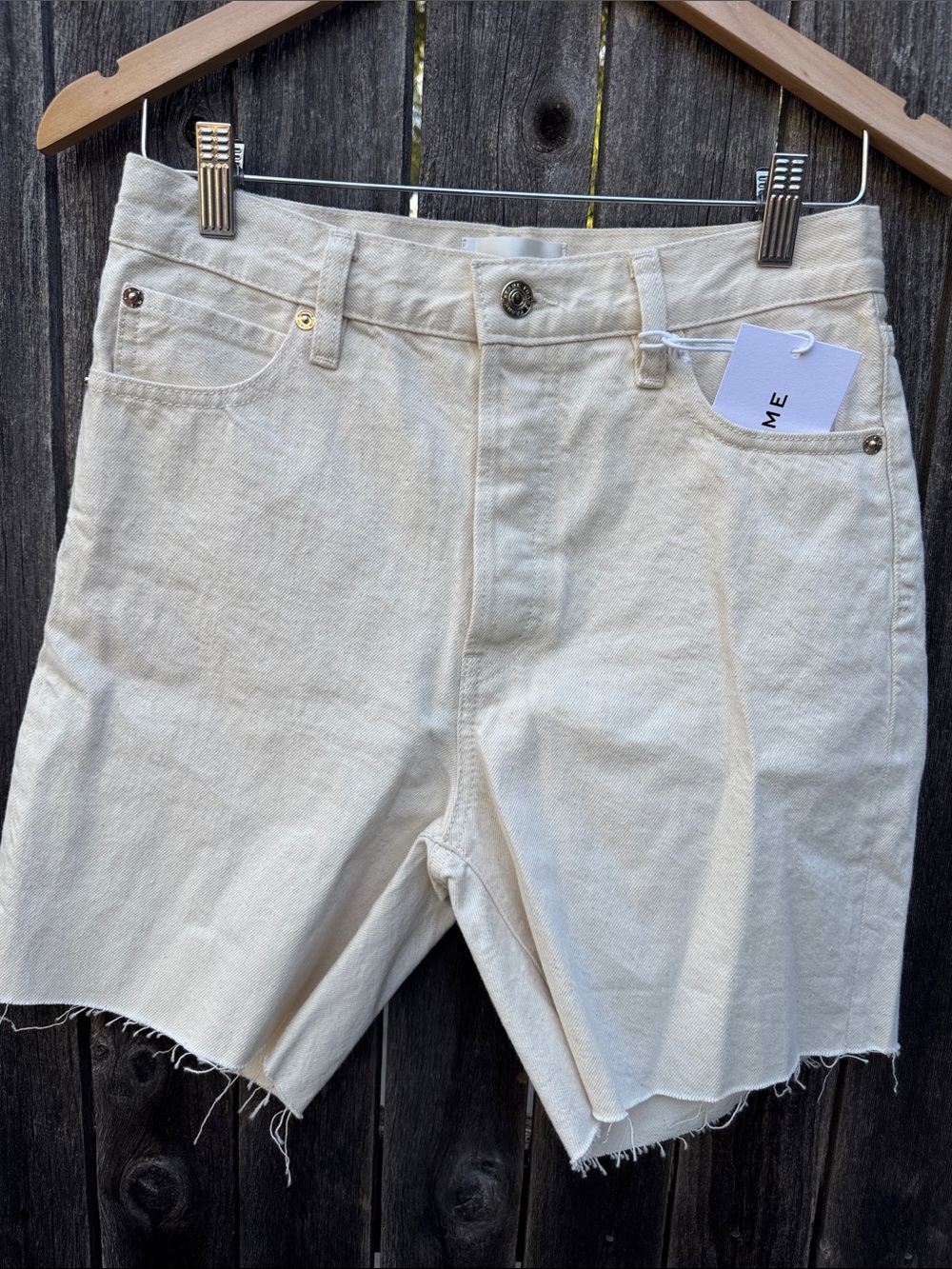Frame Denim Off-White/Cream Cutoff Jean Shorts